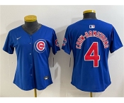 Women's Chicago Cubs #4 Pete Crow-Armstrong Royal Vapor Limited Stitched Baseball Jersey Women's Chicago Cubs #4 Pete Crow-Armstrong Royal Vapor Limited Stitched Baseball Jersey