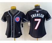 Women's Chicago Cubs #7 Dansby Swanson 2026 Fashion Replica Black Out Stitched Baseball Jersey