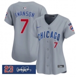 Women's Chicago Cubs #7 Dansby Swanson Gray 'Ryne Sandberg Tribute' Vapor Limited V3 Stitched Baseball Jersey Women's Chicago Cubs #7 Dansby Swanson Gray 'Ryne Sandberg Tribute' Vapor Limited V3 Stitched Baseball Jersey