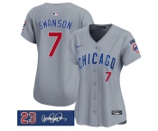 Women's Chicago Cubs #7 Dansby Swanson Gray 'Ryne Sandberg Tribute' Vapor Limited V3 Stitched Baseball Jersey Women's Chicago Cubs #7 Dansby Swanson Gray 'Ryne Sandberg Tribute' Vapor Limited V3 Stitched Baseball Jersey