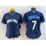 Women's Chicago Cubs #7 Dansby Swanson Navy City Connect Stitched Jersey