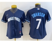 Women's Chicago Cubs #7 Dansby Swanson Navy City Connect Stitched Jersey