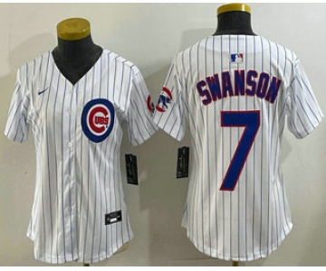 Women's Chicago Cubs #7 Dansby Swanson White Limited Stitched Jersey