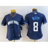 Women's Chicago Cubs #8 Ian Happ Navy City Connect Stitched Jersey