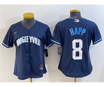 Women's Chicago Cubs #8 Ian Happ Navy City Connect Stitched Jersey