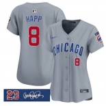 Women's Chicago Cubs #8 lan Happ Gray 'Ryne Sandberg Tribute' Vapor Limited V3 Stitched Baseball Jersey Women's Chicago Cubs #8 lan Happ Gray 'Ryne Sandberg Tribute' Vapor Limited V3 Stitched Baseball Jersey