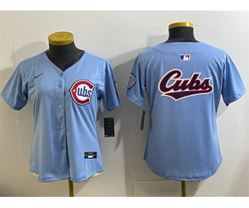 Women's Chicago Cubs Team Big Logo Blue 2024 25 2nd Alternatemited Stitched Baseball Jersey