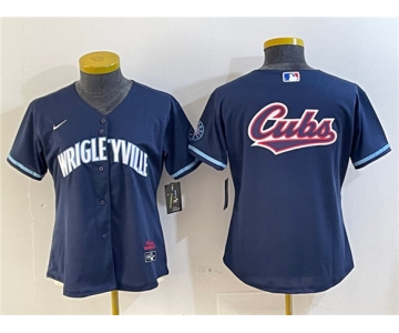 Women's Chicago Cubs Team Big Logo Navy City Connect Stitched Jersey