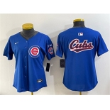 Women's Chicago Cubs Team Big Logo Royal 'Ryne Sandberg Tribute' Vapor Limited V3 Stitched Baseball Jersey Women's Chicago Cubs Team Big Logo Royal 'Ryne Sandberg Tribute' Vapor Limited V3 Stitched Baseball Jersey