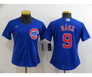 Women's Nike Chicago Cubs #9 Javier Baez Authentic Royal Blue Alternate Baseball Jersey