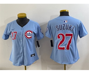 Youth Chicago Cubs #27 Seiya Suzuki Blue 2024-25 2nd Alternate Limited Stitched Baseball Jersey