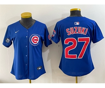 Youth Chicago Cubs #27 Seiya Suzuki Royal 'Ryne Sandberg Tribute' Vapor Limited V2 Stitched Baseball Jersey