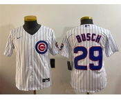 Youth Chicago Cubs #29 Michael Busch White Cool Base Stitched Baseball Jersey Youth Chicago Cubs #29 Michael Busch White Cool Base Stitched Baseball Jersey