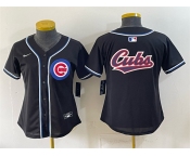 Youth Chicago Cubs Team Big Logo 2026 Fashion Replica Black Out Stitched Baseball Jersey