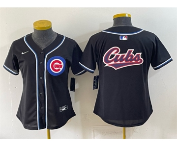 Youth Chicago Cubs Team Big Logo 2026 Fashion Replica Black Out Stitched Baseball Jersey