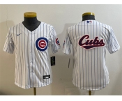 Youth Chicago Cubs Team Big Logo White Cool Base Stitched Baseball Jersey