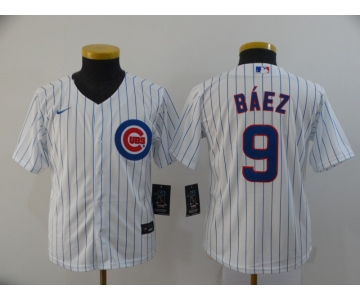 Youth Nike Chicago Cubs #9 Javier Baez Authentic White Home Cool Base Baseball Jersey