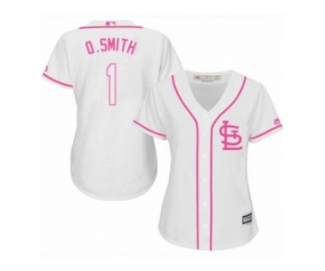 Women's Majestic St. Louis Cardinals #1 Ozzie Smith Replica White Fashion Cool Base MLB Jersey