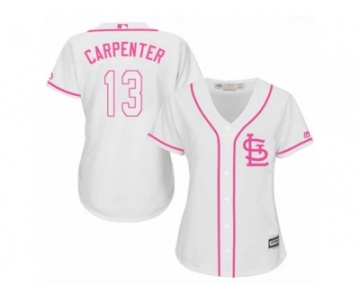 Women's Majestic St. Louis Cardinals #13 Matt Carpenter Replica White Fashion MLB Jersey