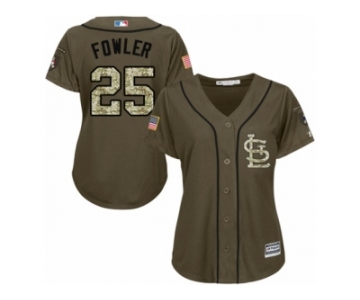 Women's Majestic St. Louis Cardinals #25 Dexter Fowler Replica Green Salute to Service MLB Jersey