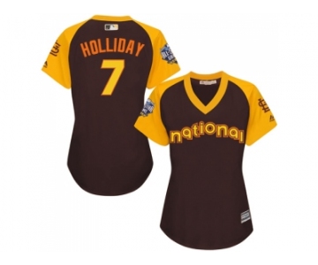 Women's Majestic St. Louis Cardinals #7 Matt Holliday Authentic Brown 2016 All-Star National League BP Cool Base MLB Jersey