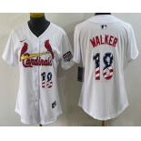 Women's St Louis Cardinals #18 Jordan Walker White USA 250 Fourth of July Stitched Jersey Women's St Louis Cardinals #18 Jordan Walker White USA 250 Fourth of July Stitched Jersey