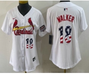 Women's St Louis Cardinals #18 Jordan Walker White USA 250 Fourth of July Stitched Jersey Women's St Louis Cardinals #18 Jordan Walker White USA 250 Fourth of July Stitched Jersey