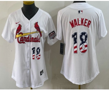 Women's St Louis Cardinals #18 Jordan Walker White USA 250 Fourth of July Stitched Jersey