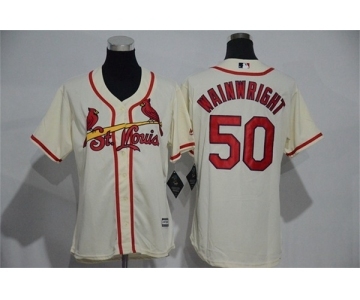 Women's St. Louis Cardinals #50 Adam Wainwright Majestic Cream Cool Base Player Jersey