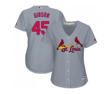 Women's St.Louis Cardinals #45 Bob Gibson Grey Road Stitched MLB Jersey