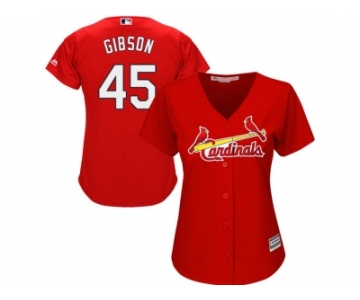 Women's St.Louis Cardinals #45 Bob Gibson Red Alternate Stitched MLB Jersey