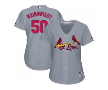 Women's St.Louis Cardinals #50 Adam Wainwright Grey Road Stitched MLB Jersey