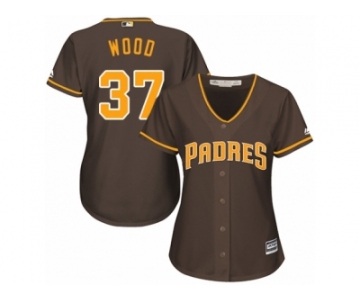 Women Majestic San Diego Padres #37 Travis Wood Replica Brown Alternate Cool Base MLB Jersey