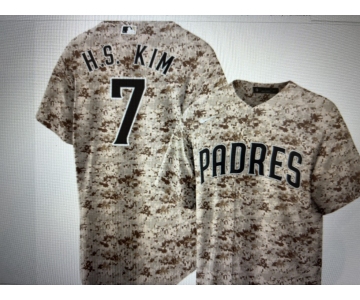 Women San Diego Padres #7 H.S. KIM Camo Cool Base Stitched Jersey