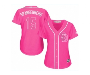 Women's Majestic San Diego Padres #15 Cory Spangenberg Replica Pink Fashion Cool Base MLB Jersey
