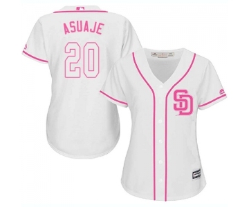 Women's Majestic San Diego Padres #20 Carlos Asuaje Replica White Fashion Cool Base MLB Jersey