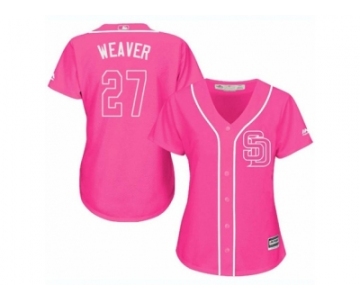 Women's Majestic San Diego Padres #27 Jered Weaver Replica Pink Fashion Cool Base MLB Jersey