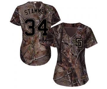 Women's Majestic San Diego Padres #34 Craig Stammen Authentic Camo Realtree Collection Flex Base MLB Jersey