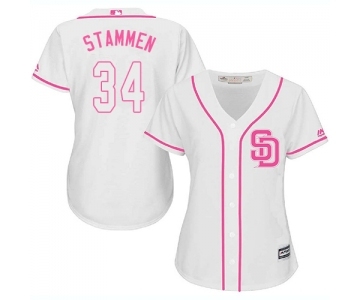 Women's Majestic San Diego Padres #34 Craig Stammen Replica White Fashion Cool Base MLB Jersey