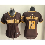 Women's San Diego Padres #13 Manny Machado Brown Limited Stitched Baseball Jersey