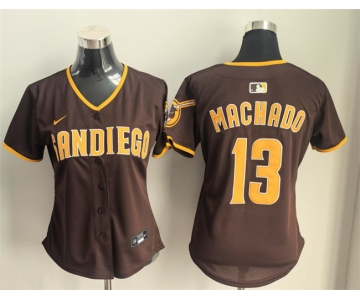 Women's San Diego Padres #13 Manny Machado Brown Limited Stitched Baseball Jersey