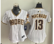Women's San Diego Padres #13 Manny Machado White Home Limited Stitched Baseball Jersey