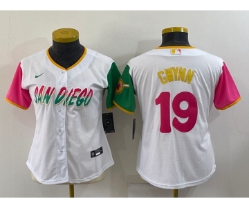 Women's San Diego Padres #19 Tony Gwynn White 2022 City Connect Cool Base Stitched Jersey