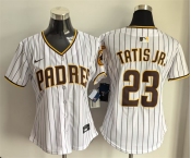 Women's San Diego Padres #23 Fernando Tatis Jr. White Home Limited Stitched Baseball Jersey