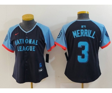 Women's San Diego Padres #3 Jackson Merrill Navy 2024 All Star Limited Stitched Jersey