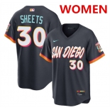 Women's San Diego Padres #30 Gavin Sheets Obsidian 2026 City Connect Stadium Stitched Baseball Jersey Women's San Diego Padres #30 Gavin Sheets Obsidian 2026 City Connect Stadium Stitched Baseball Jersey