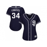 Women's San Diego Padres #34 Rollie Fingers Navy Blue Alternate Stitched MLB Jersey