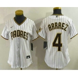 Women's San Diego Padres #4 Luis Arraez White Cool Base Stitched Jersey