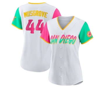 Women's San Diego Padres #44 Joe Musgrove White 2022 City Connect Cool Base Stitched Baseball Jersey(Run Small)