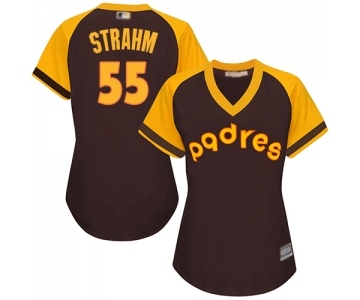 Women's San Diego Padres #55 Matt Strahm Authentic Brown Alternate Cooperstown Cool Base Baseball Jersey